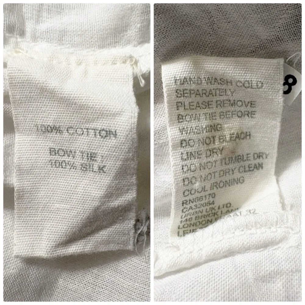 Anthropologie Forever That Girl Tie-Neck Long Sleeve Blouse in White & Black - Picture 11 of 11